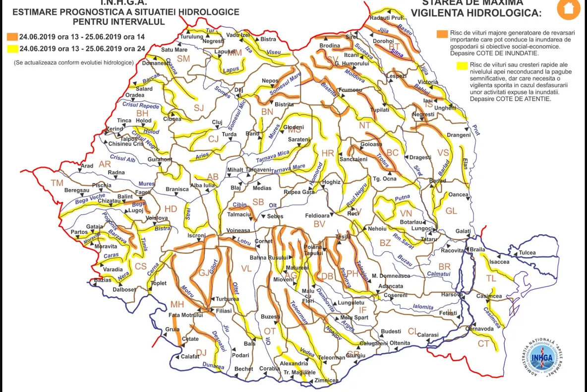Alertă hidrologică pe Râul Vedea. Autoritățile locale sunt pregătite să intervină