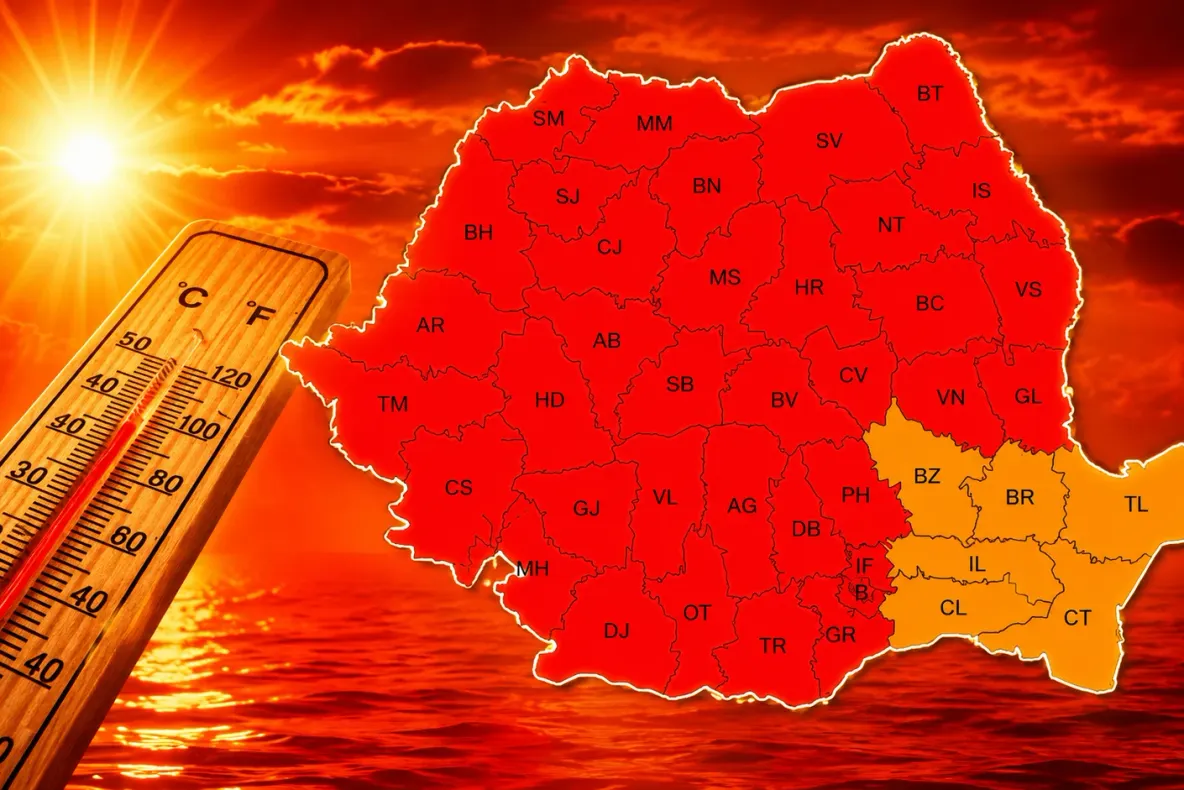 Cod roșu de caniculă în aproape toată România. Temperaturile urcă până la 41 de grade