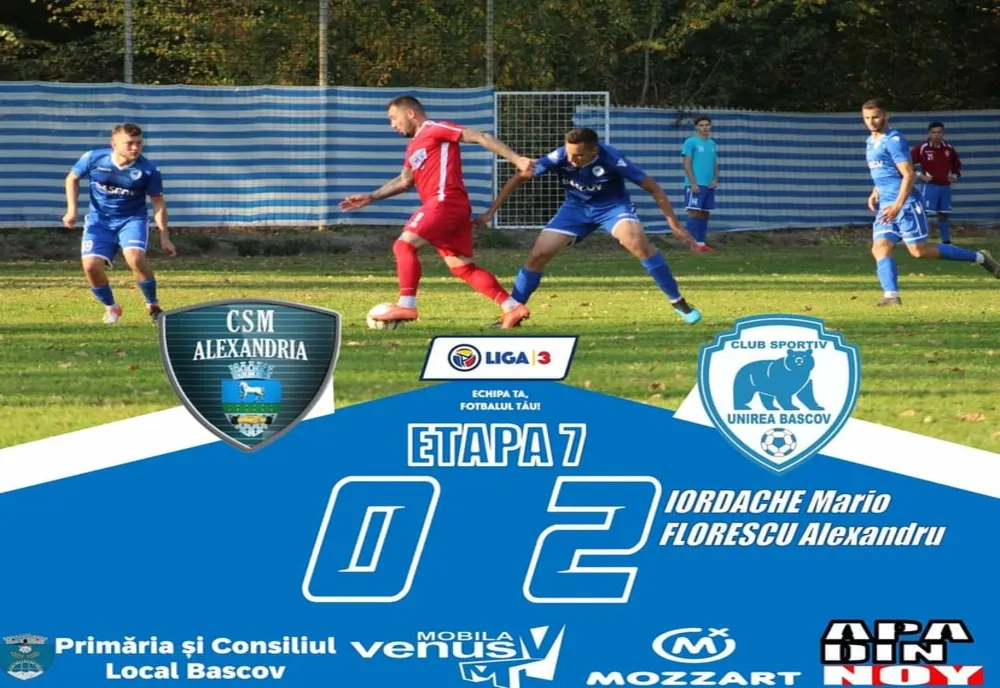 Unirea Bascov pe locul 5 în Liga 3